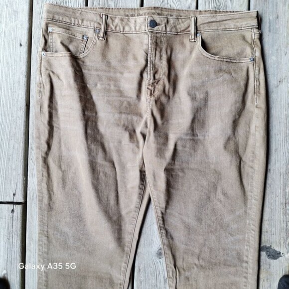 Mens American Eagle Slim Straight Fit Jeans 5G Tan Cotton Blend Classic Denim Si - Picture 3 of 14